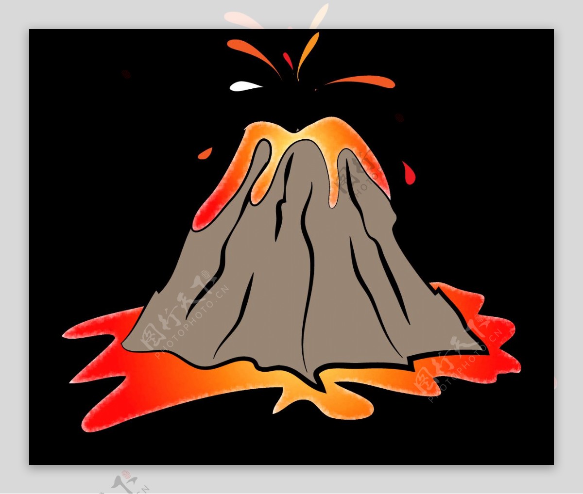 手绘卡通火山免抠png透明图层素材