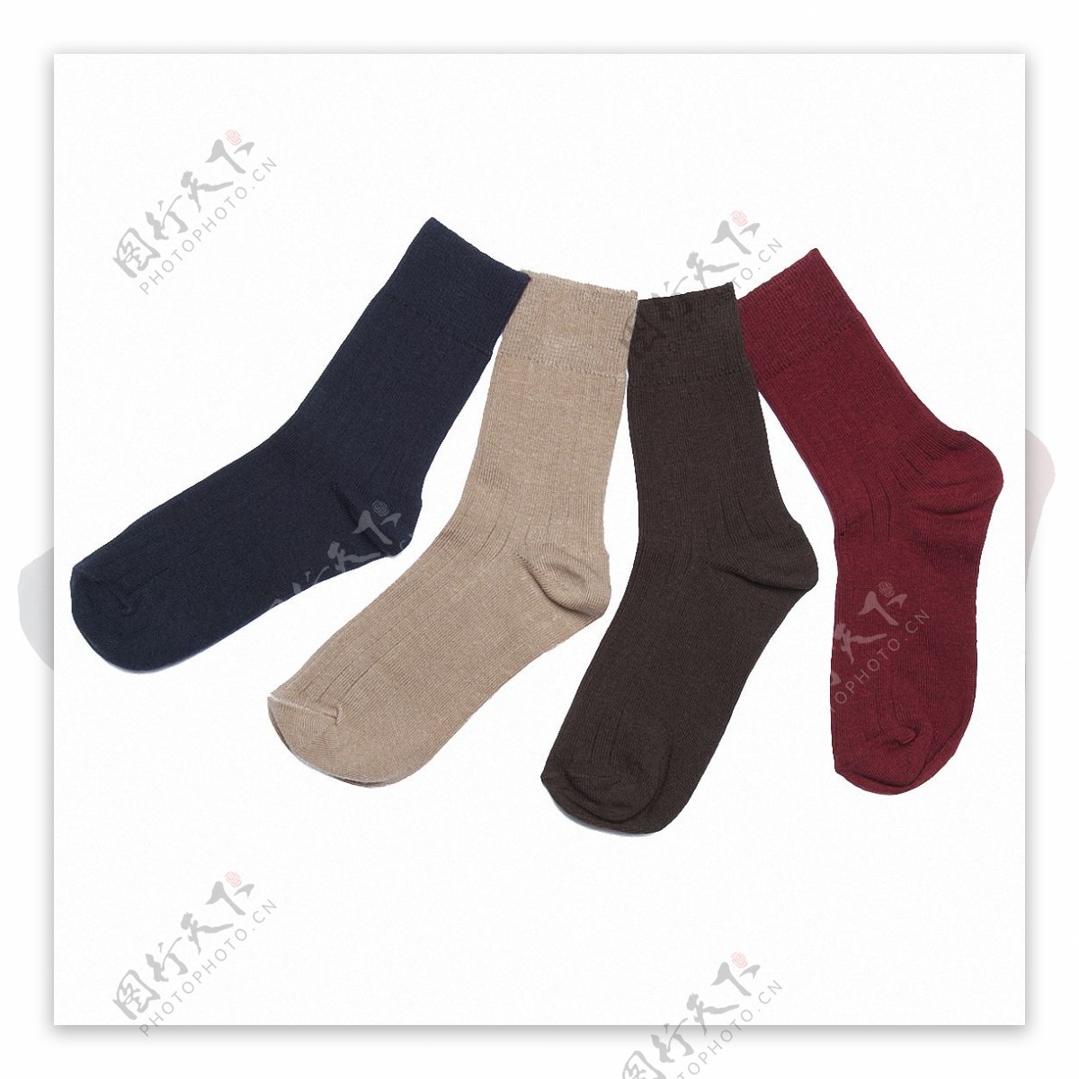 四只不同颜色袜子免抠png透明素材
