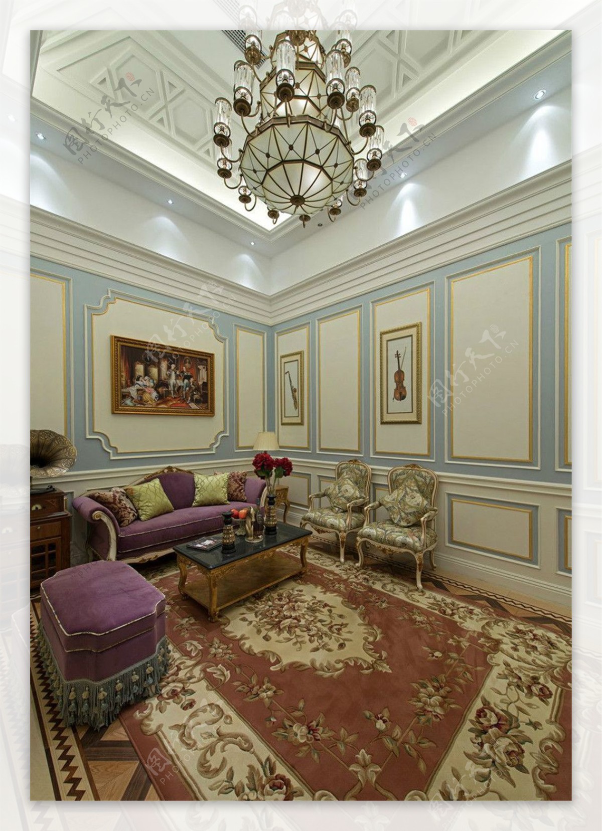 花纹欧式客厅地毯效果图