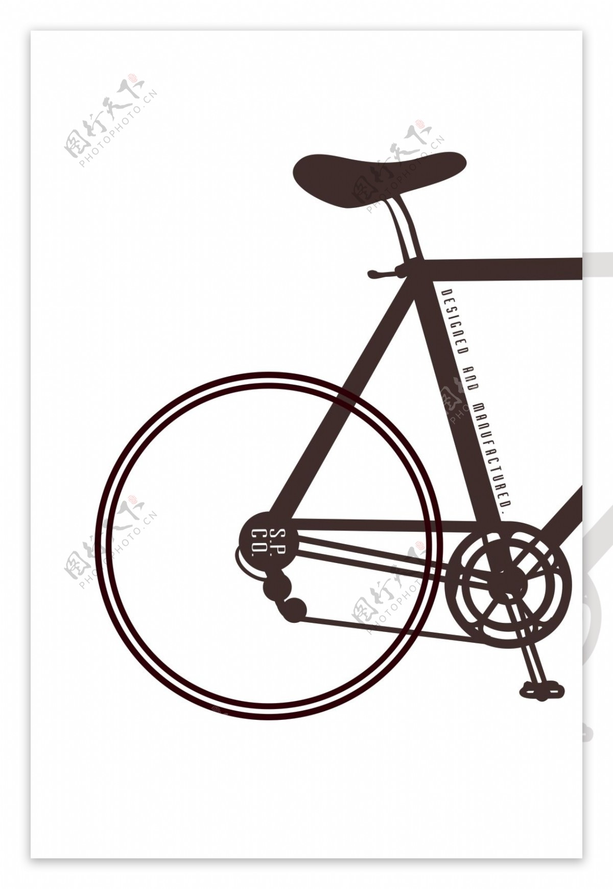 手绘自行车车辆后轮装饰画
