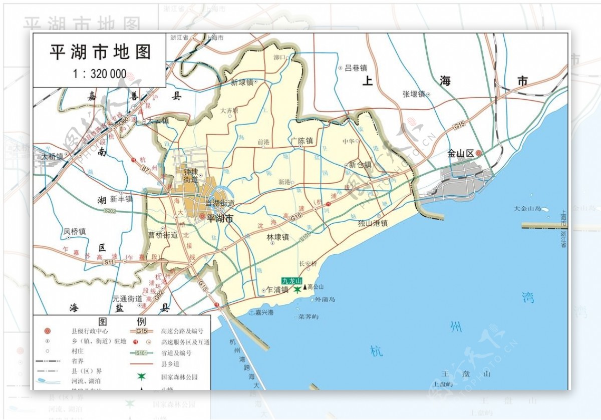 浙江嘉兴市平湖市标准地图32K