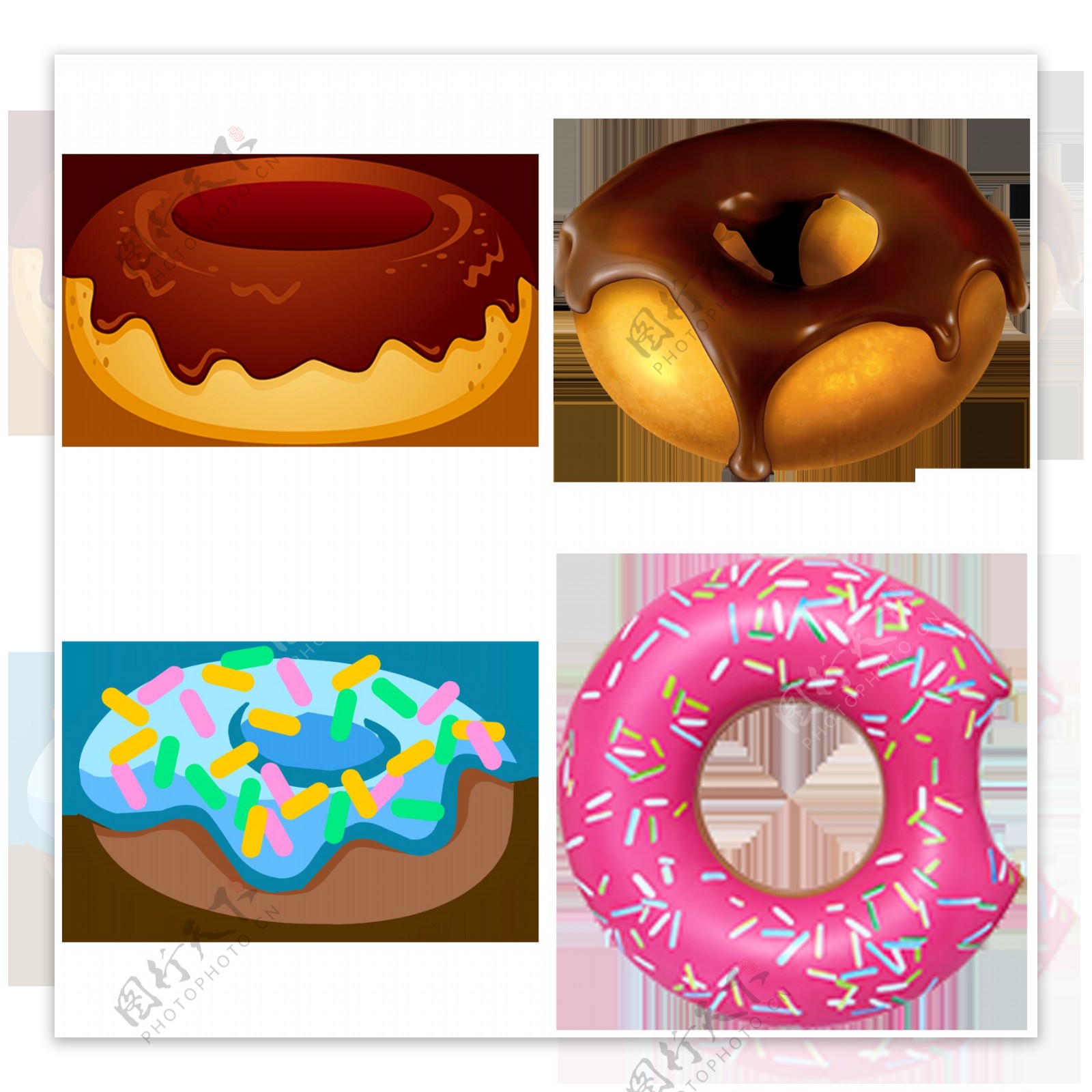 彩色甜甜圈免抠png透明图层素材