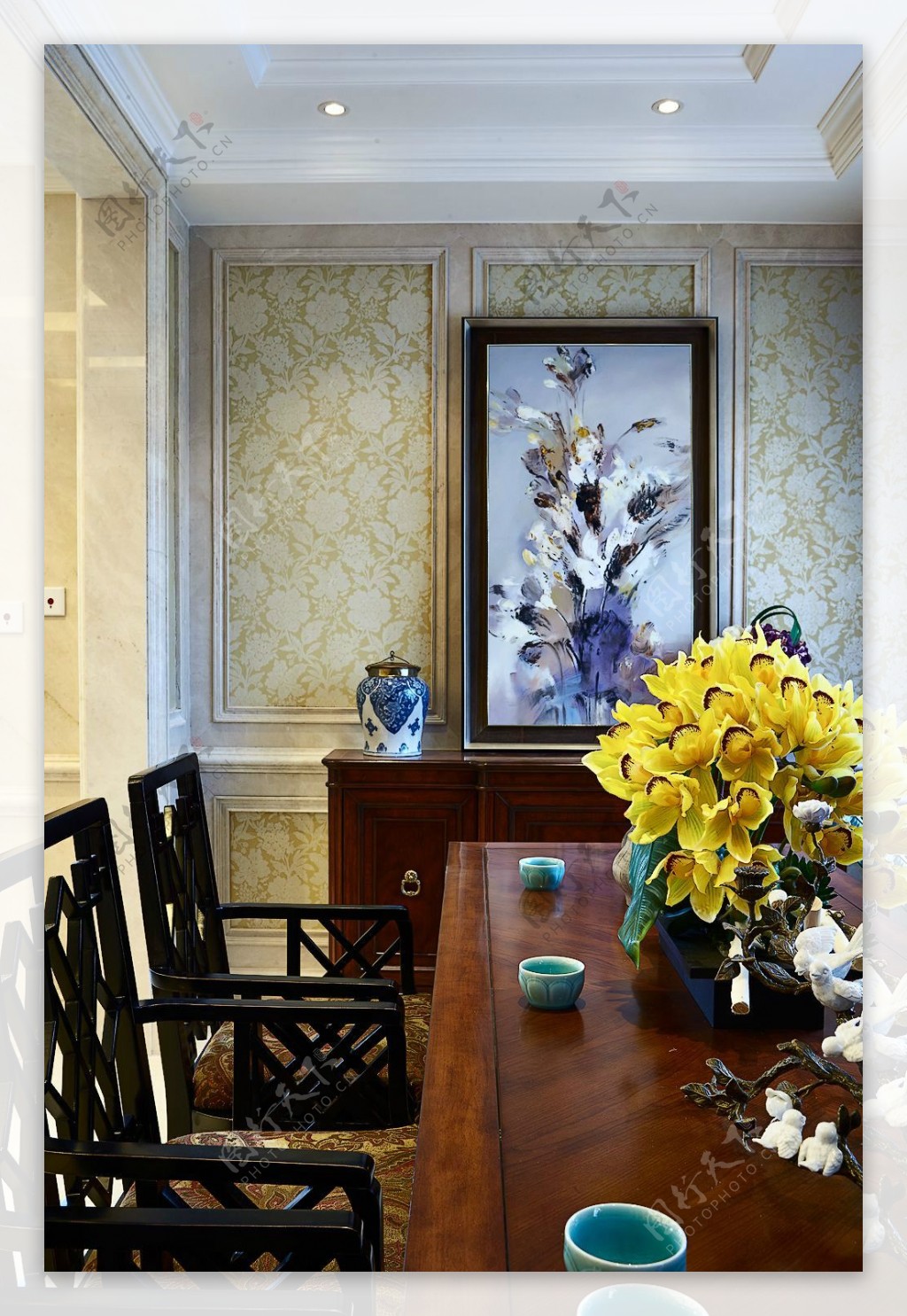 晶瓷画轻奢客厅装饰画餐厅两联画新中式走廊过道挂画招财鱼-美间设计