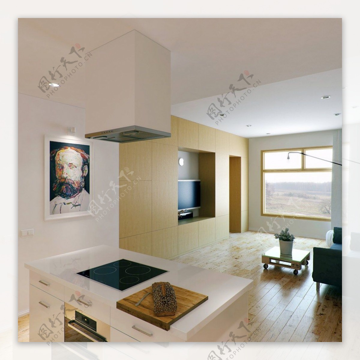 Oleg3dWoodWhiteInteriorScene