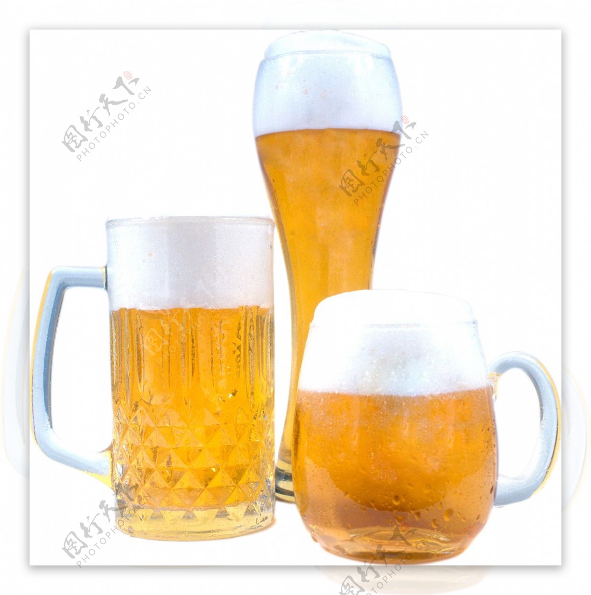 三杯啤酒免抠png透明图层素材