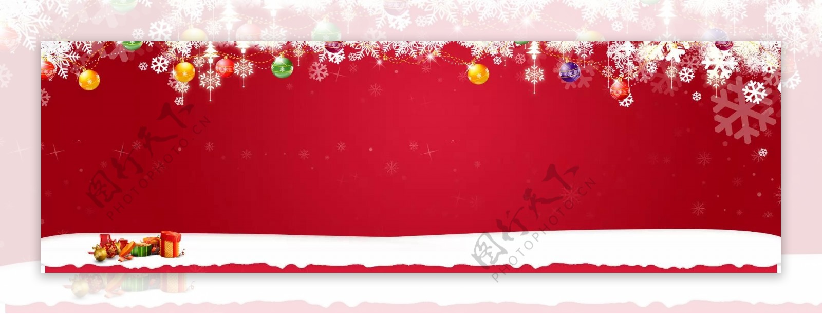 红色冬季圣诞季雪花banner背景