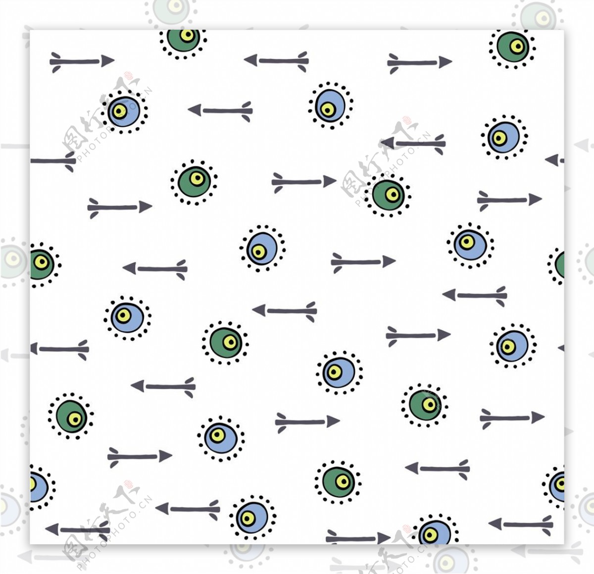 圆圈箭头四方连续底纹