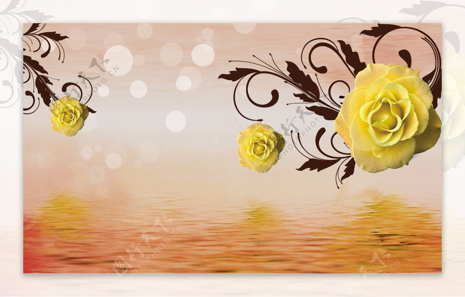 黄黄的花朵装饰画效果图