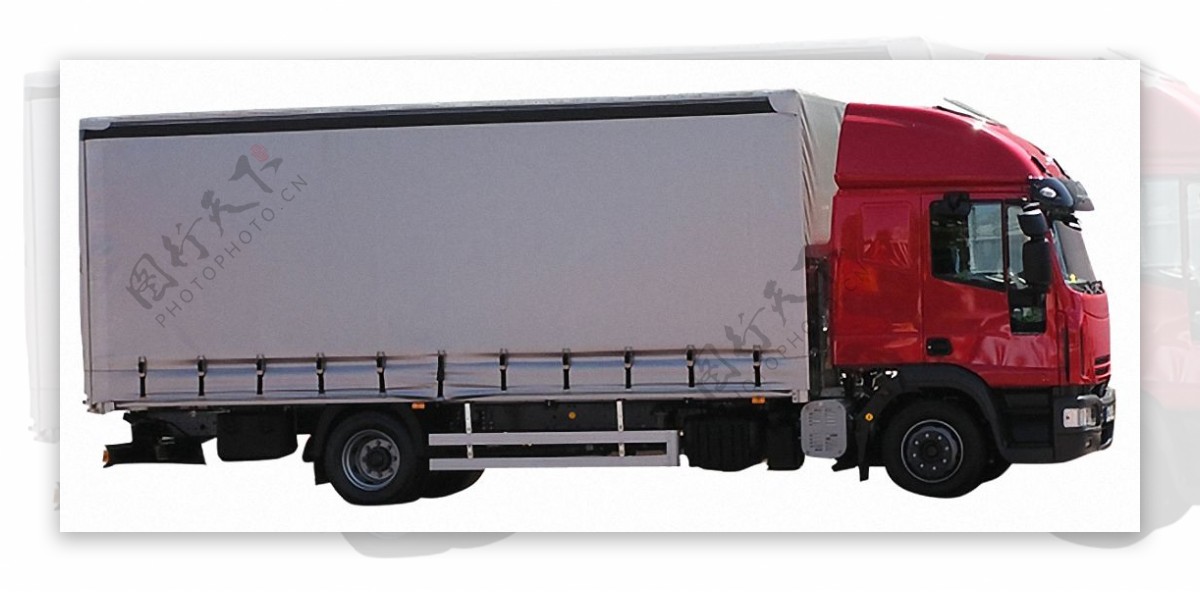 红色厢式载重货车免抠png透明图层素材