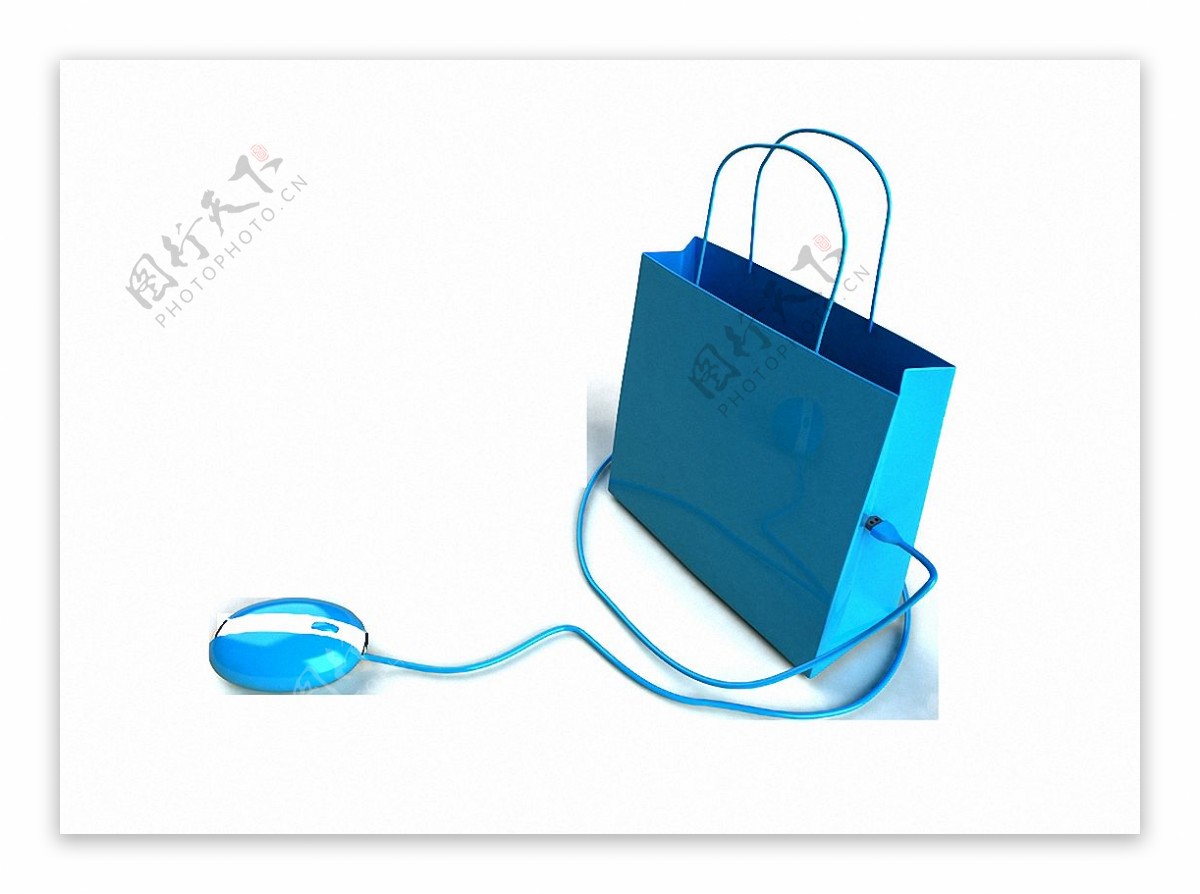 鼠标连接购物袋免抠png透明素材