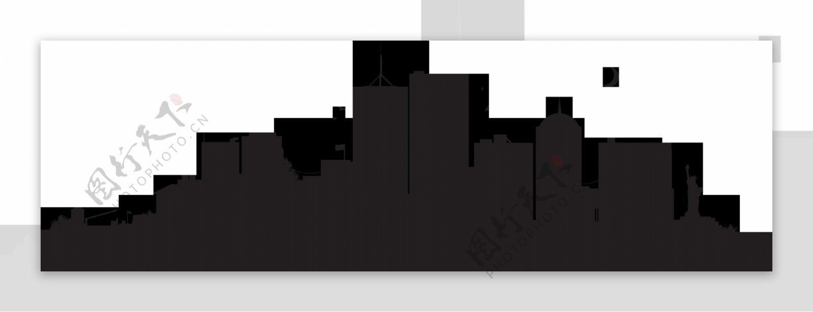 黑色城市剪影图免抠png透明图层素材