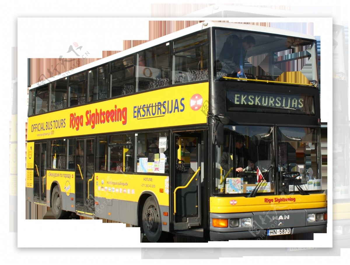 黄色双层公共汽车免抠png透明图层素材