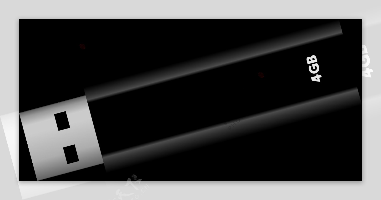 黑色高速U盘免抠png透明图层素材