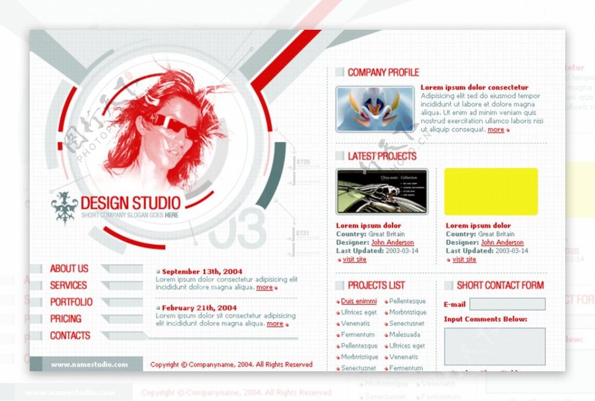 外国自由设计创意类网站模板