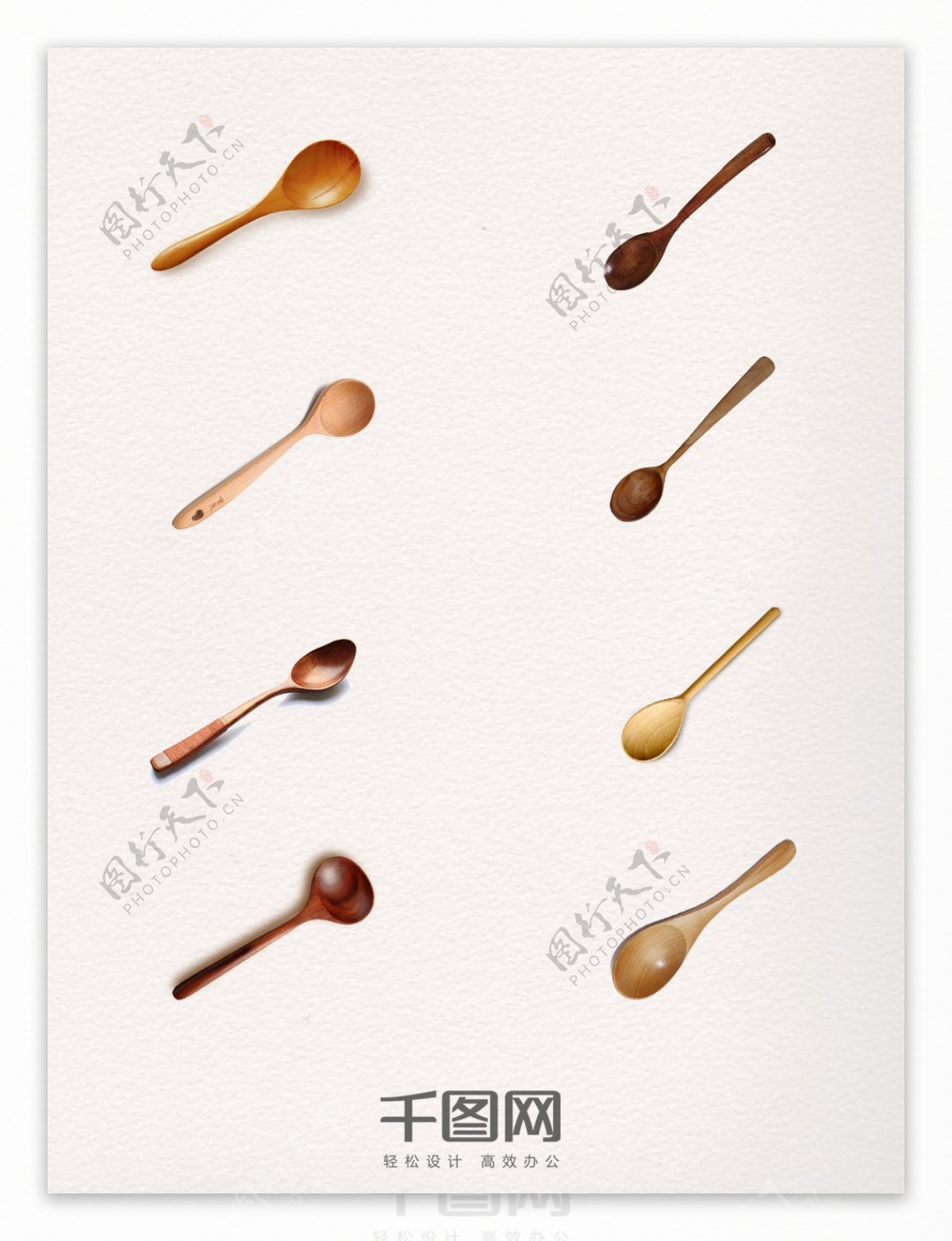 8款不同种类的木质勺子