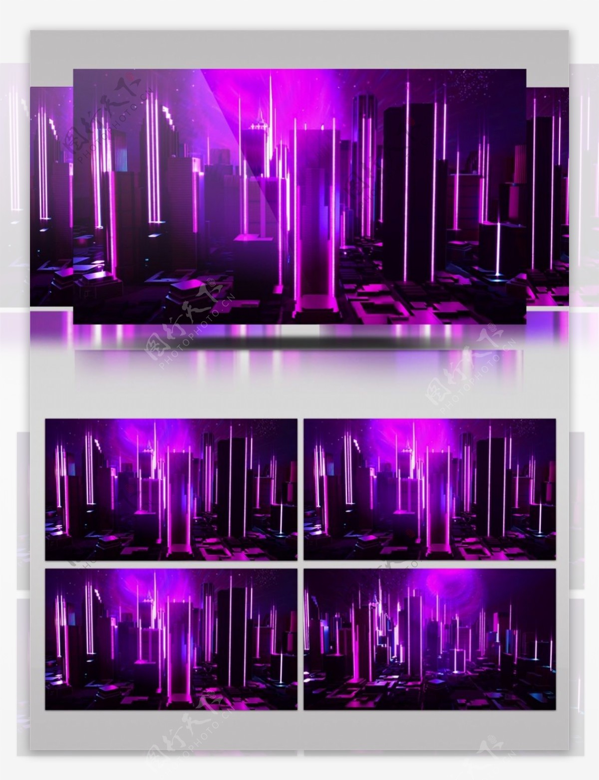 紫色城市夜景模型视频素材
