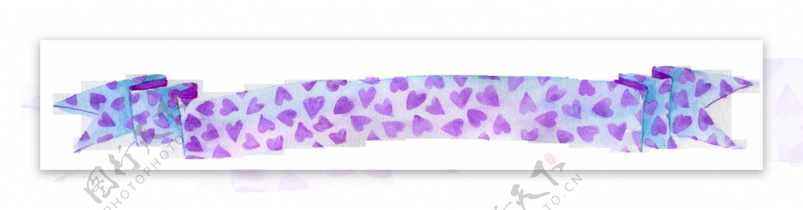 爱心紫色缎带卡通透明素材