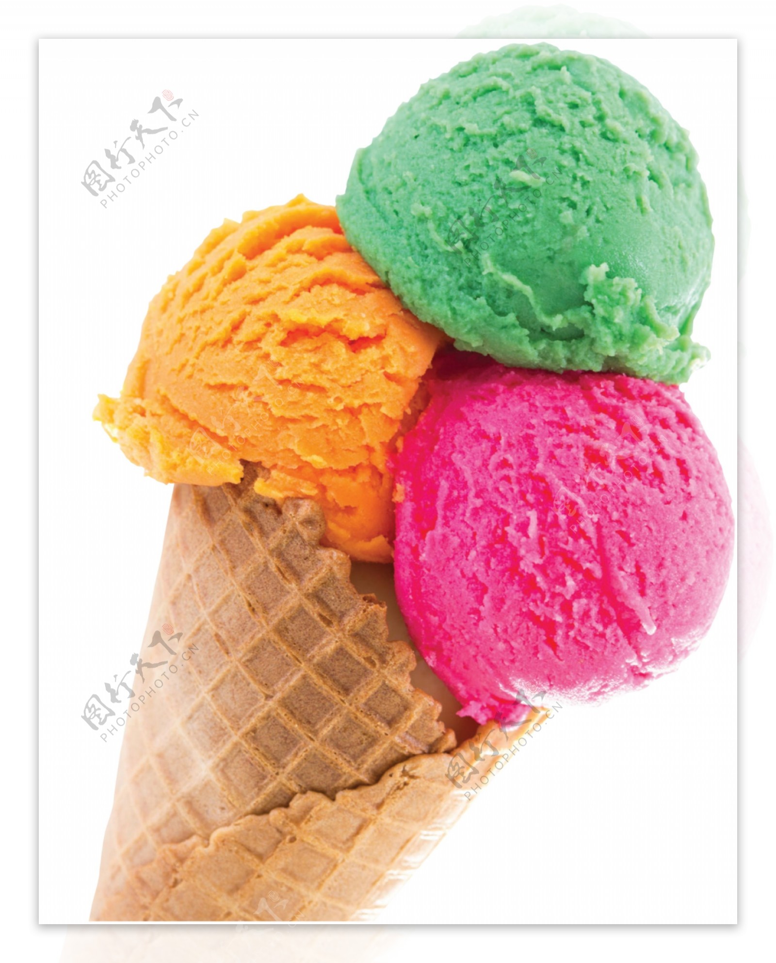 漂亮三色冰淇淋免抠psd透明素材