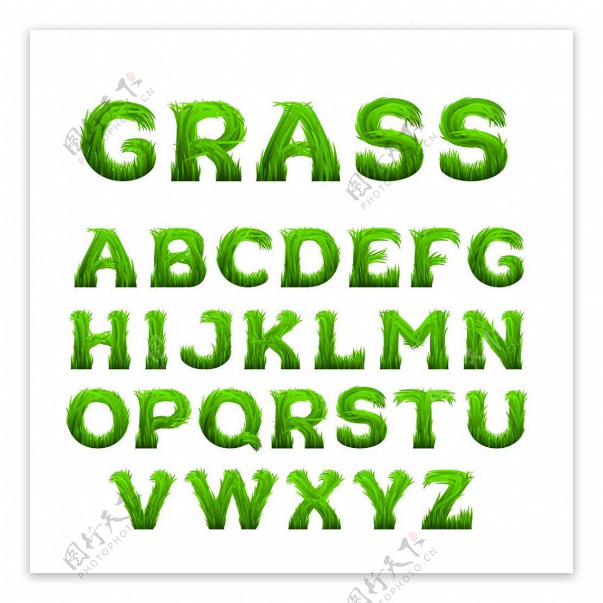 绿色草地字母字体图片