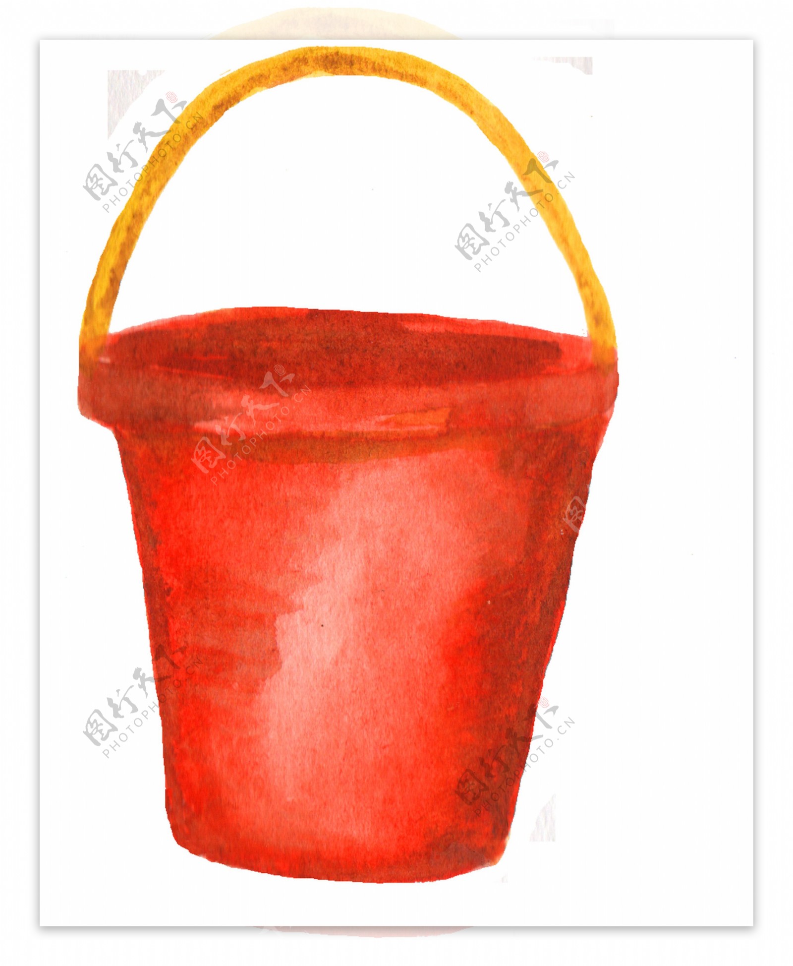 红色水桶卡通透明素材