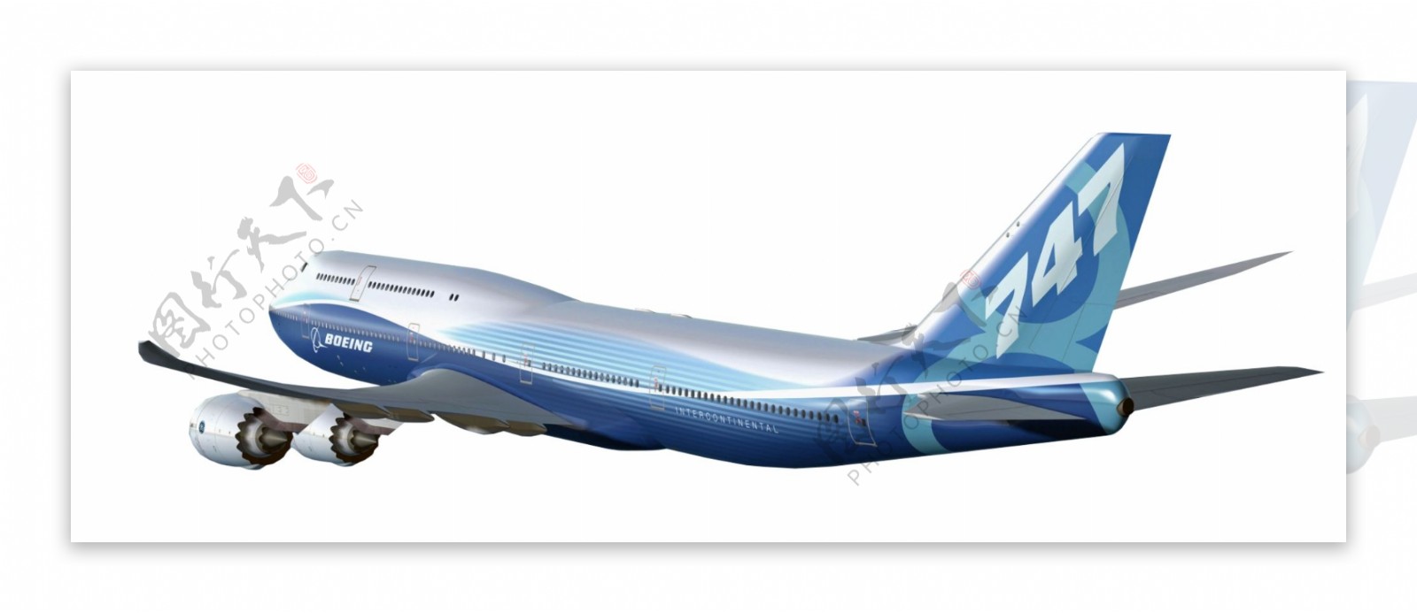 蓝色涂装大飞机免抠psd透明素材