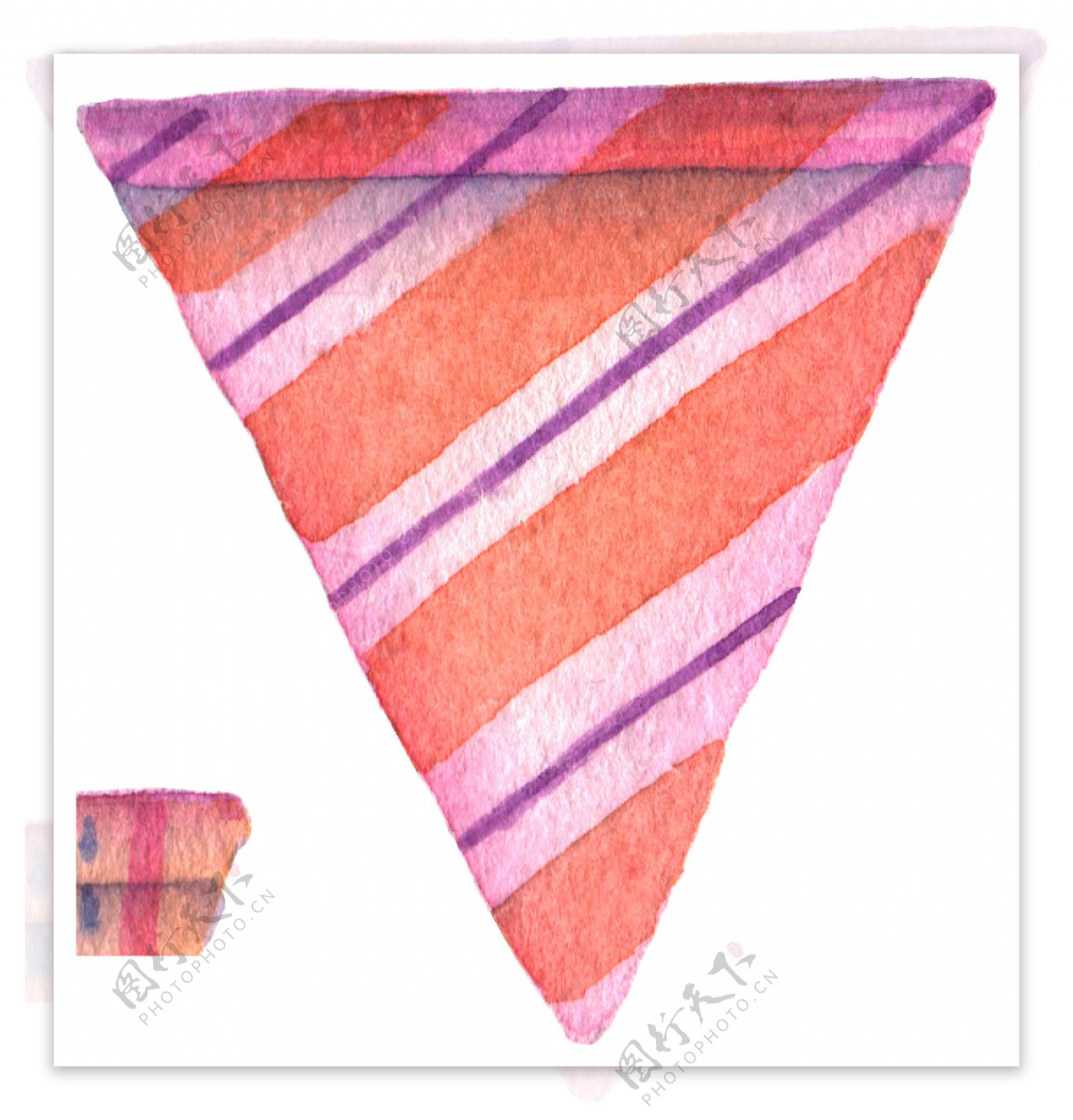 三角形条纹挂饰卡通水彩透明素材