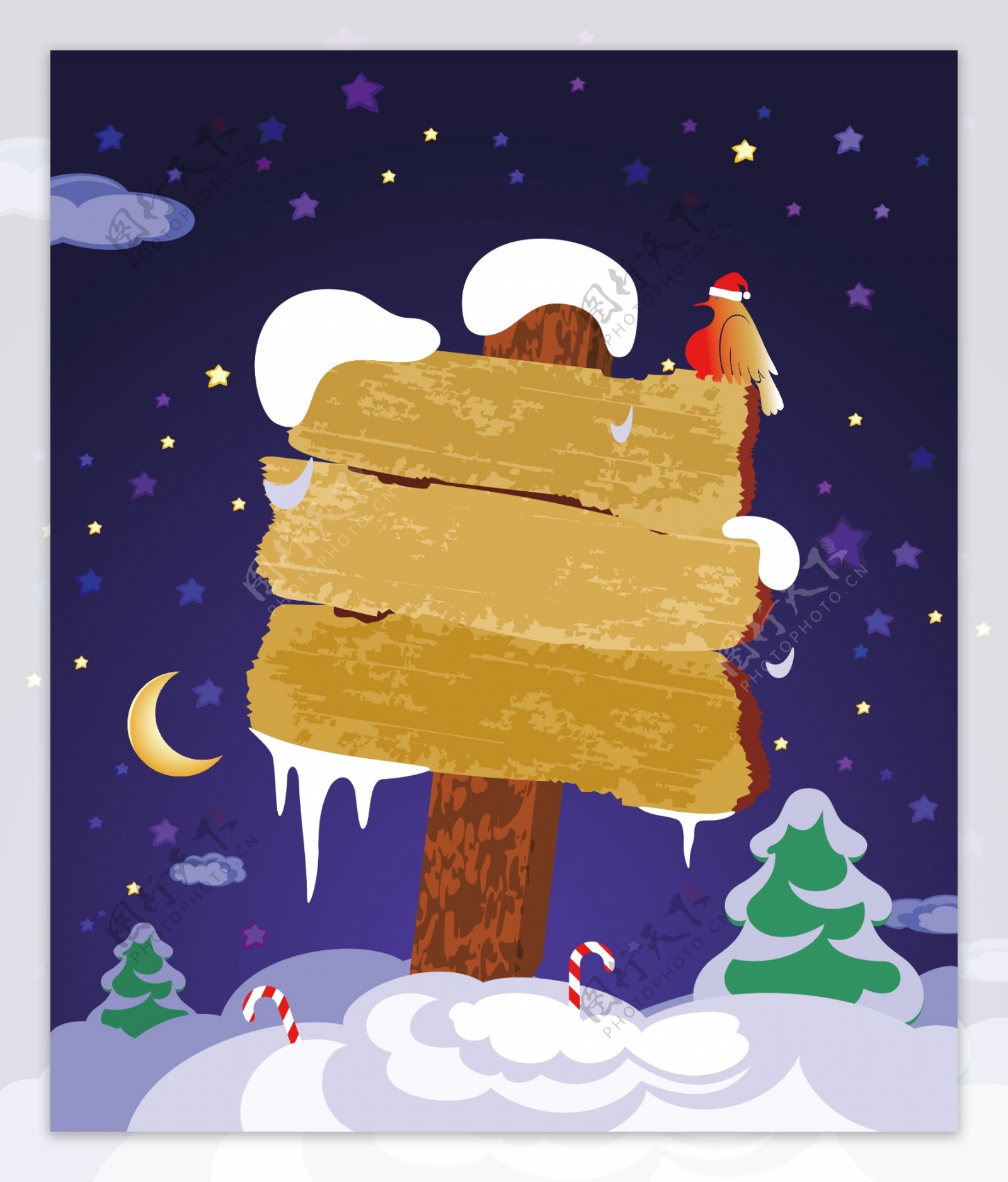 矢量卡通圣诞节木牌背景素材