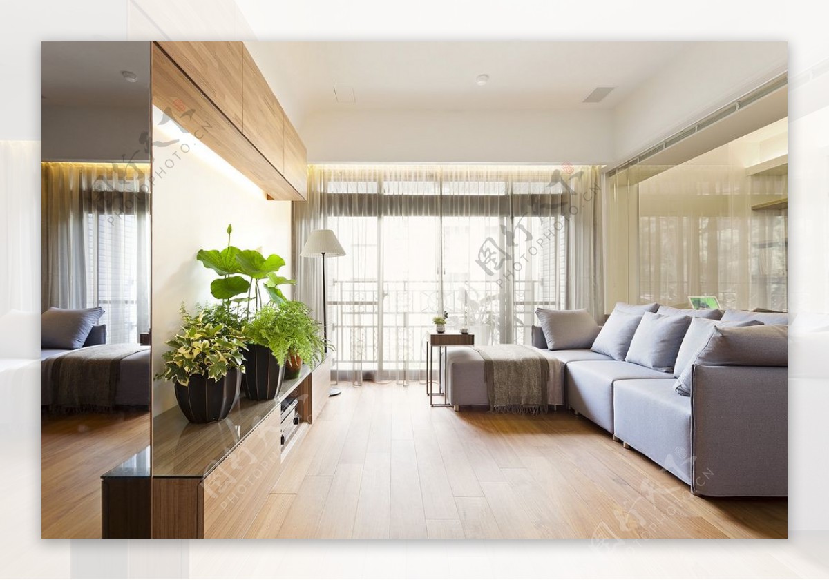 清新雅致客厅木地板室内装修JPEG效果图