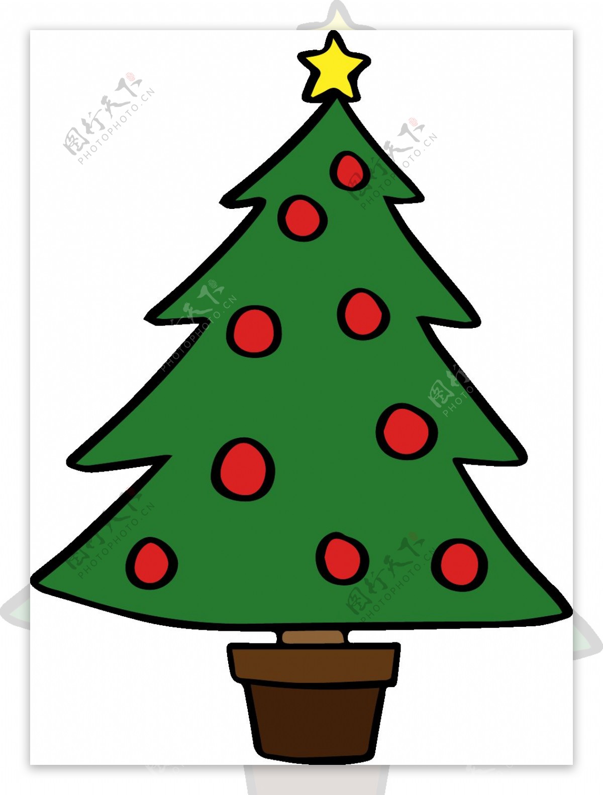 卡通圣诞树盆栽元素