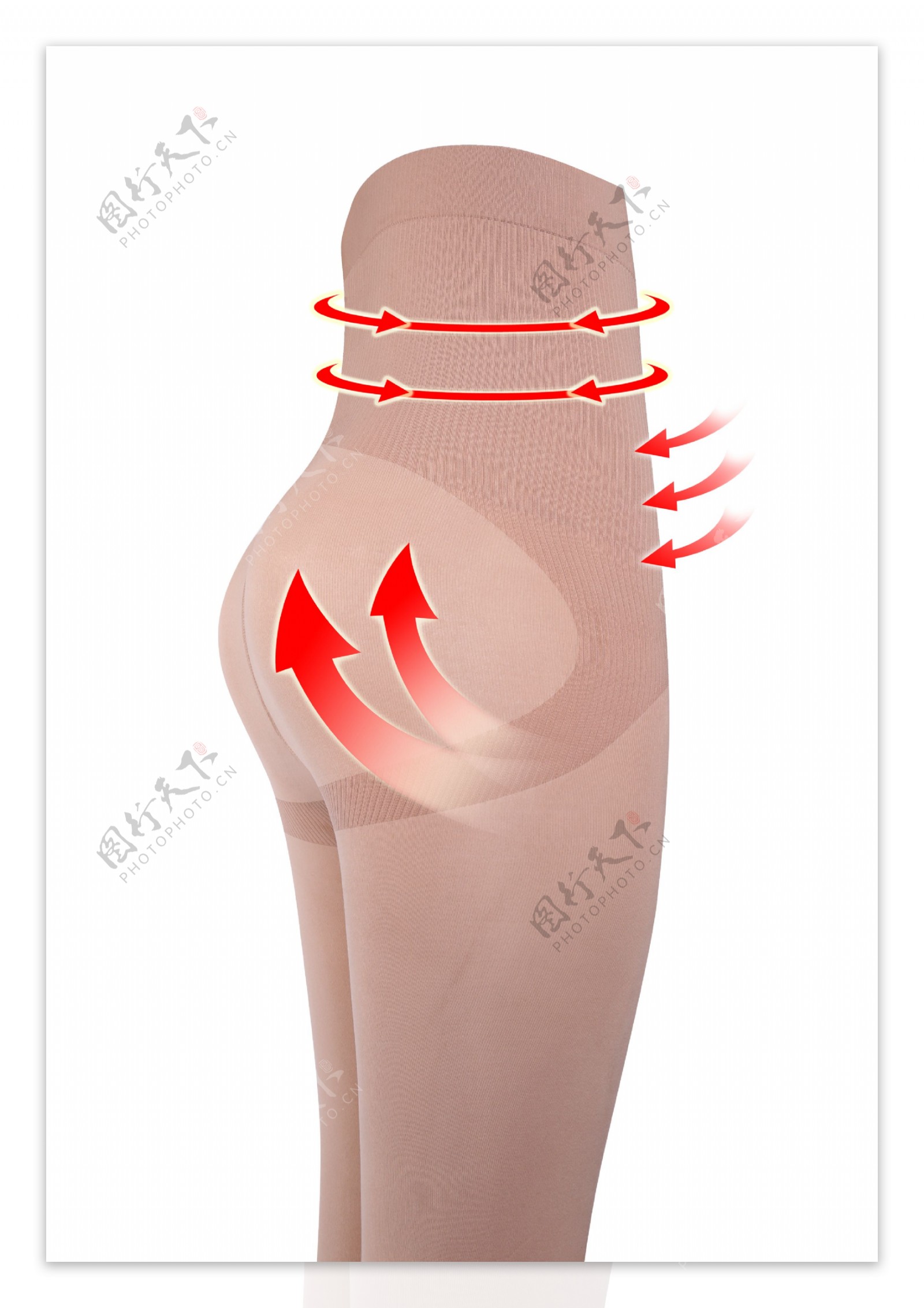 裤袜臀部侧面加箭头