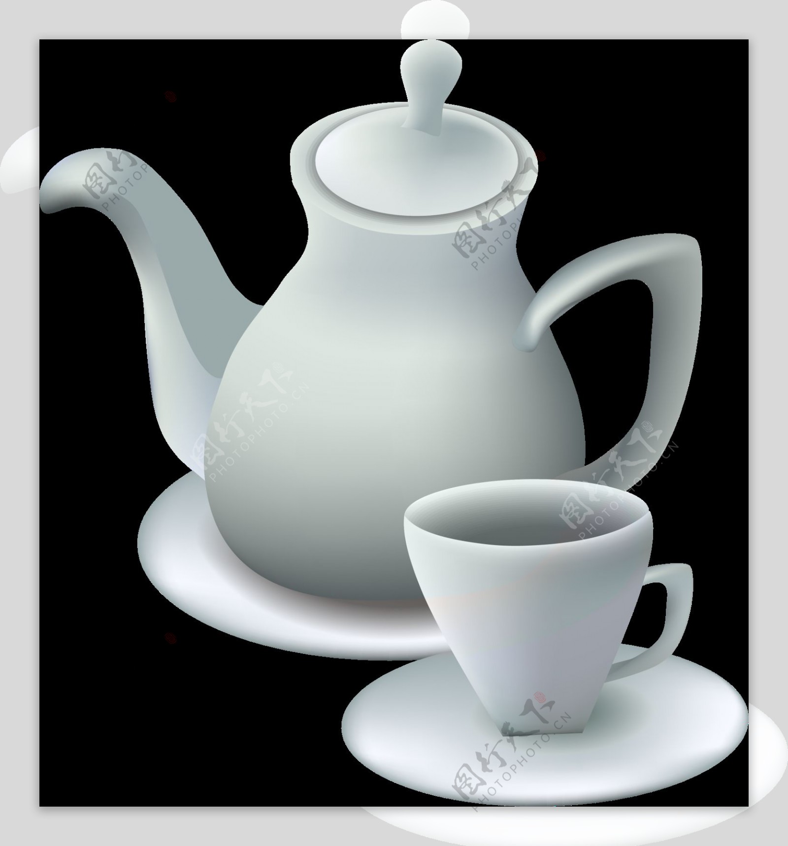 卡通茶壶茶杯png元素
