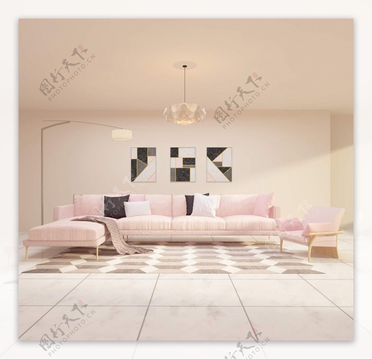 粉色沙发单体模型