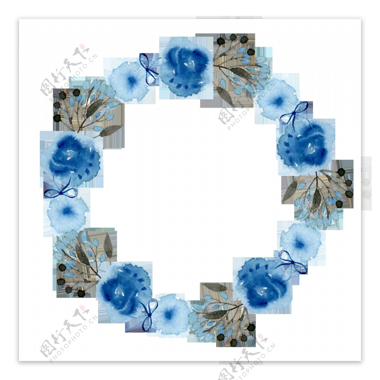 冰蓝花圈透明装饰素材