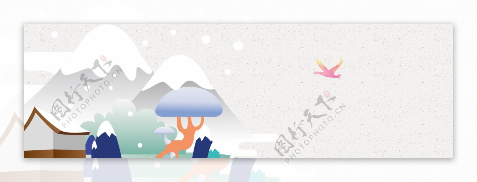卡通冬季风景banner背景