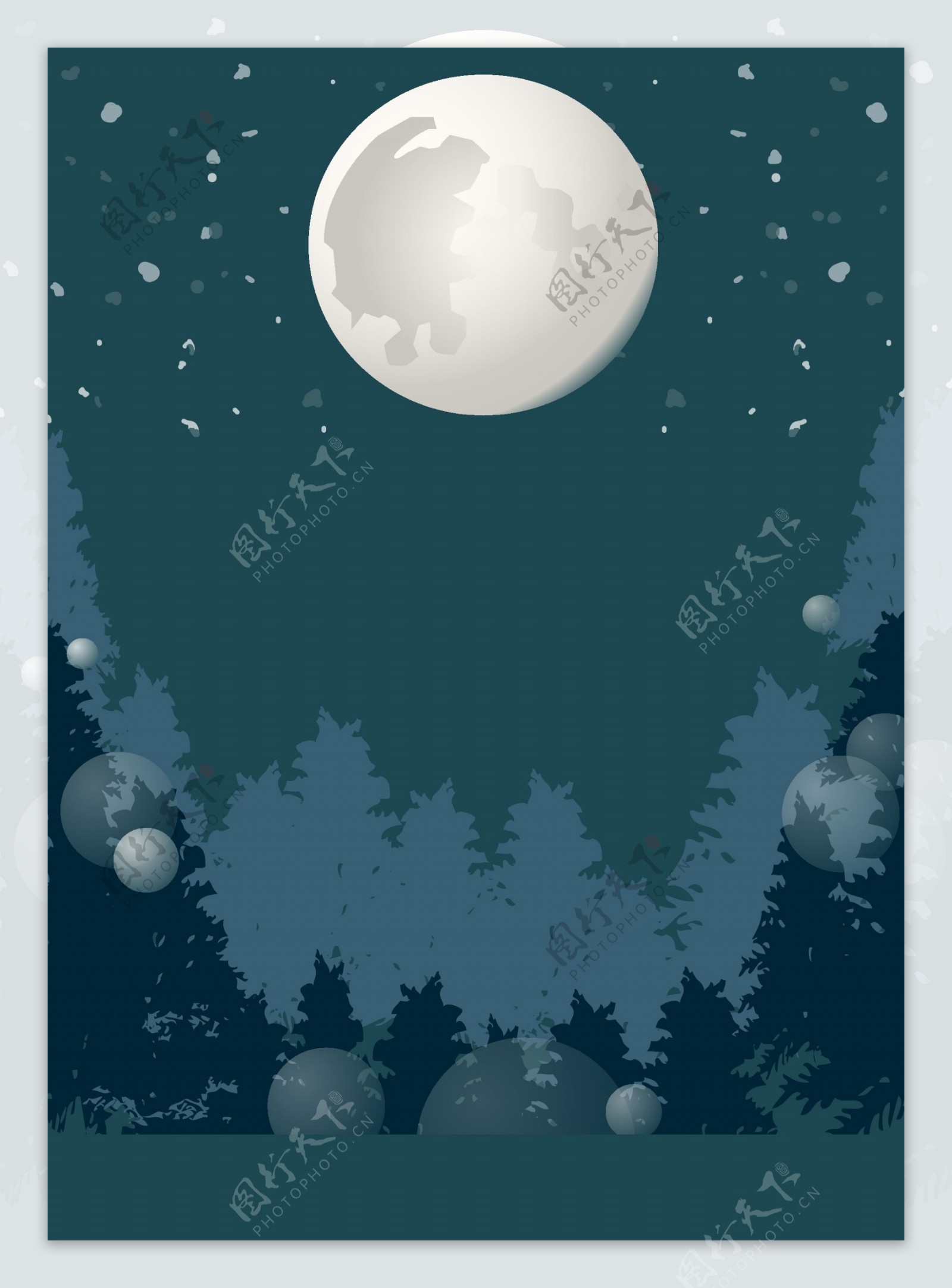 月下的森林海报背景