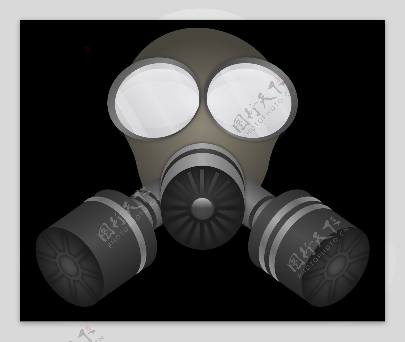 双氧气瓶防毒面具免抠png透明素材
