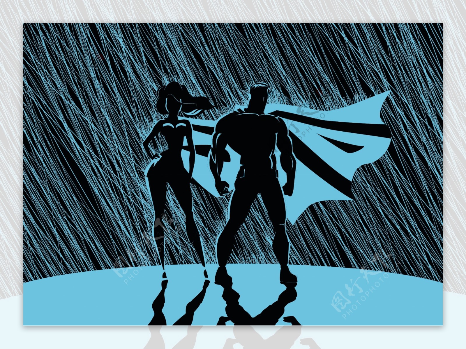 在雨中的超人ai矢量背景