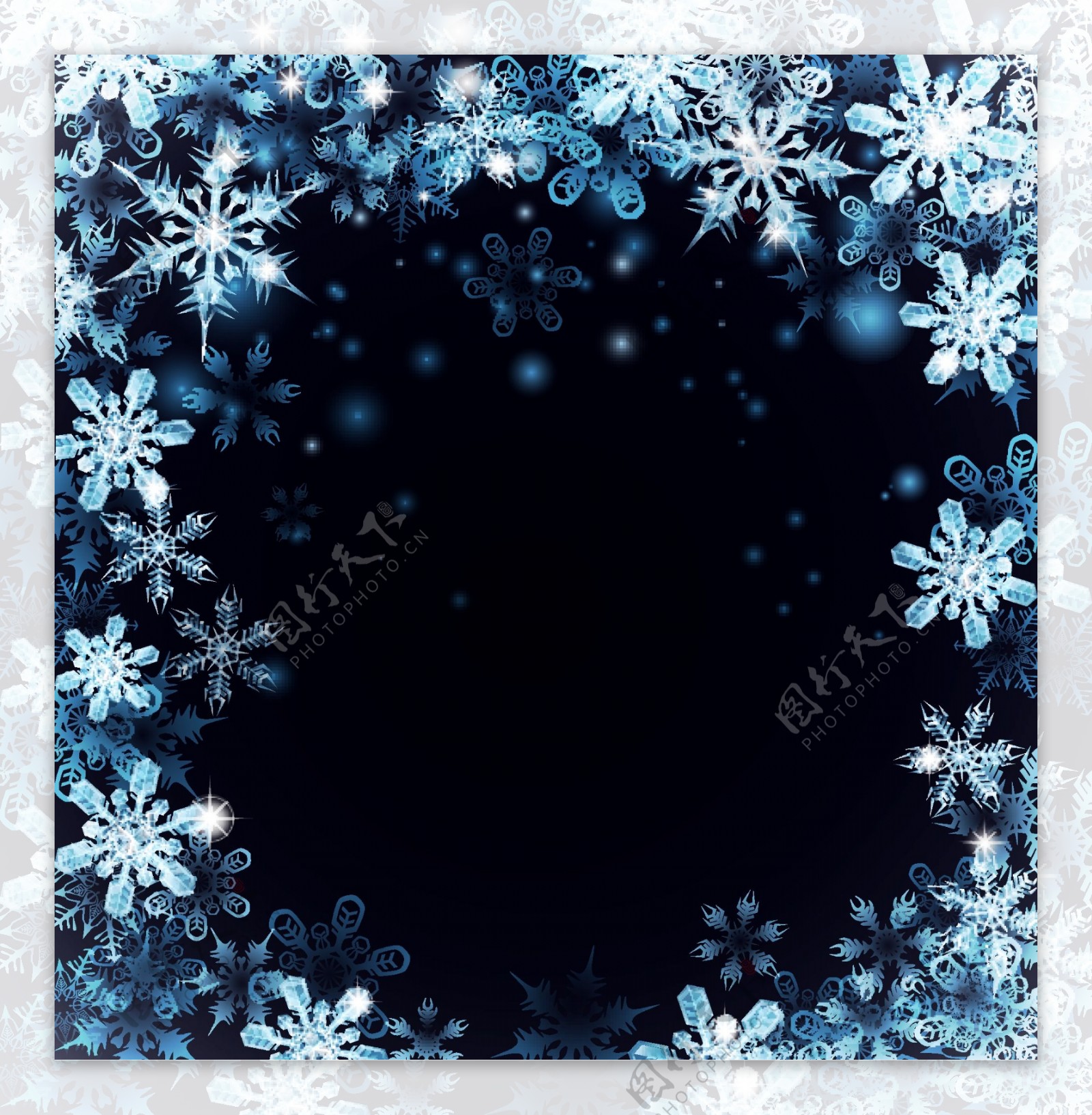 圣诞雪框有深蓝色矢量背景