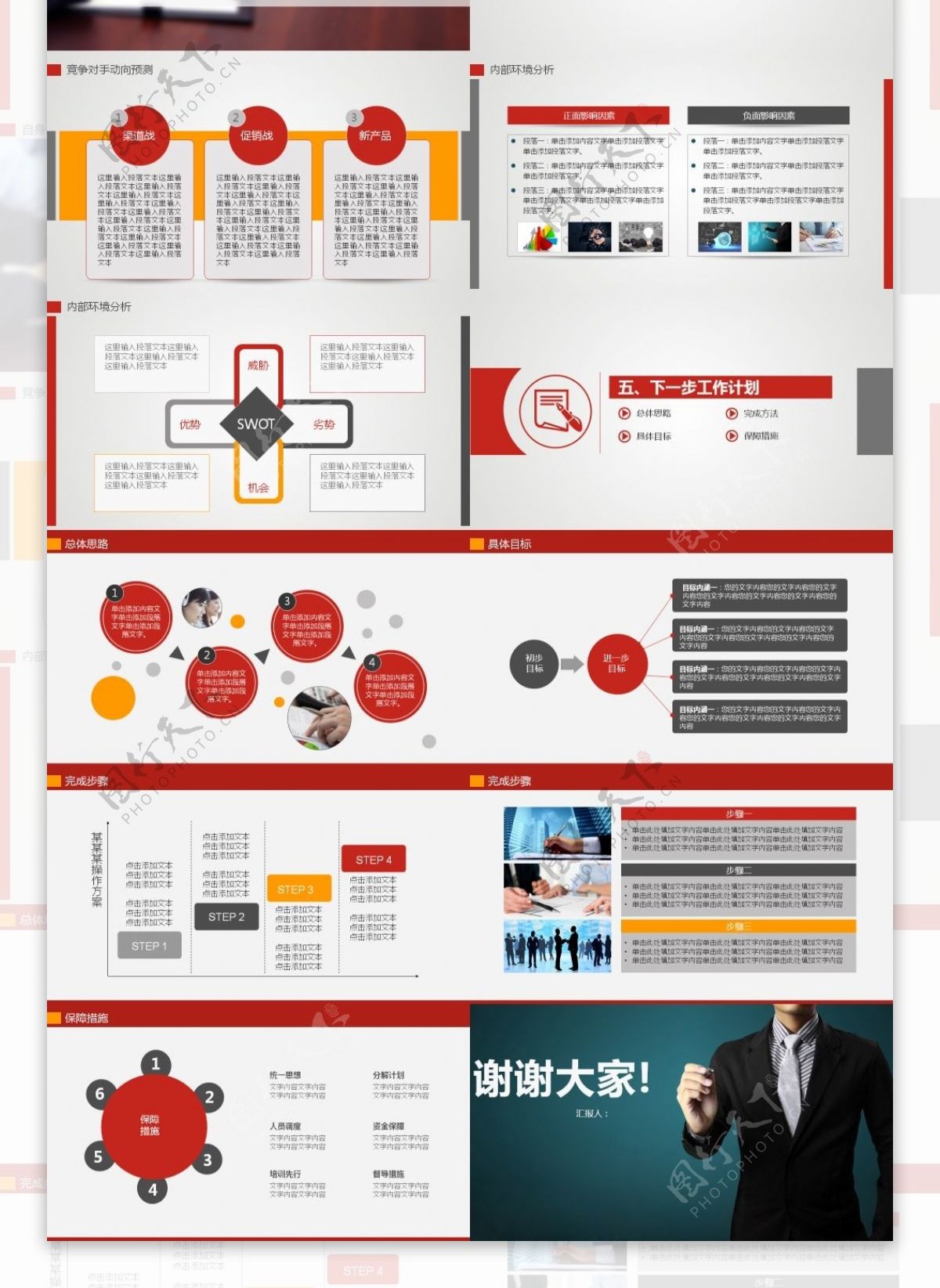 稳重红时尚工作汇报年终总结PPT