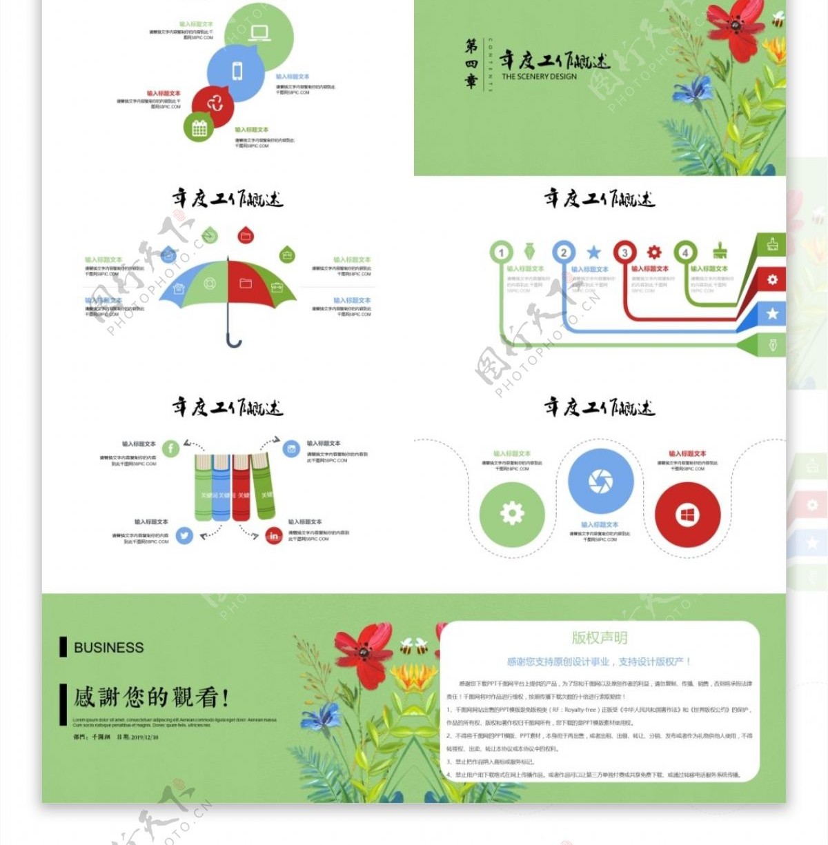 小清新商务工作计划汇报总结PPT模板