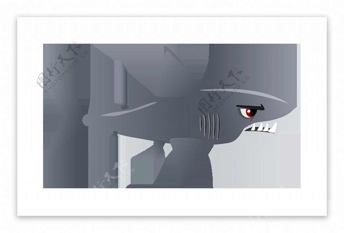 卡通灰色鲨鱼png元素