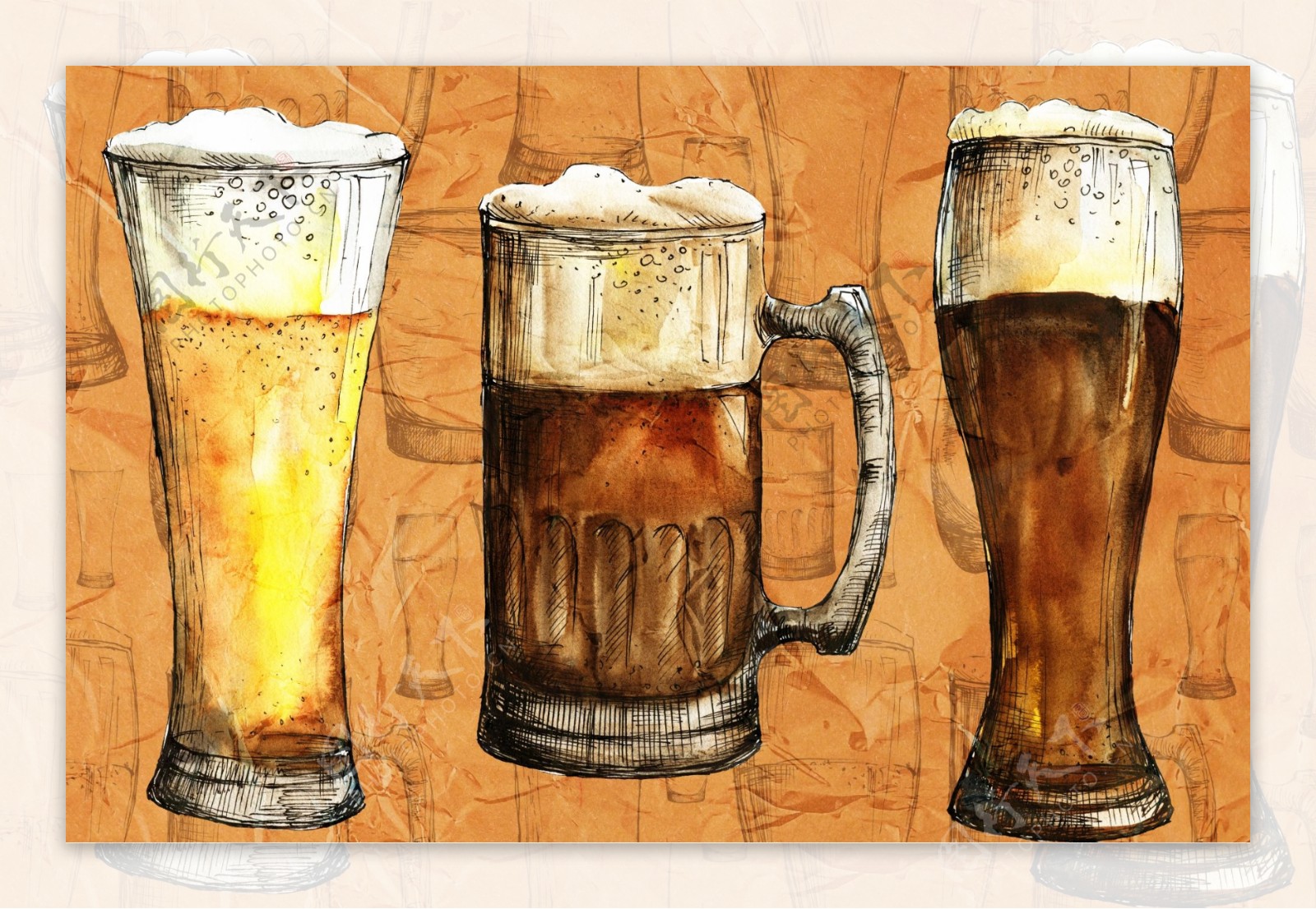 手绘啤酒海报设计PSD模板