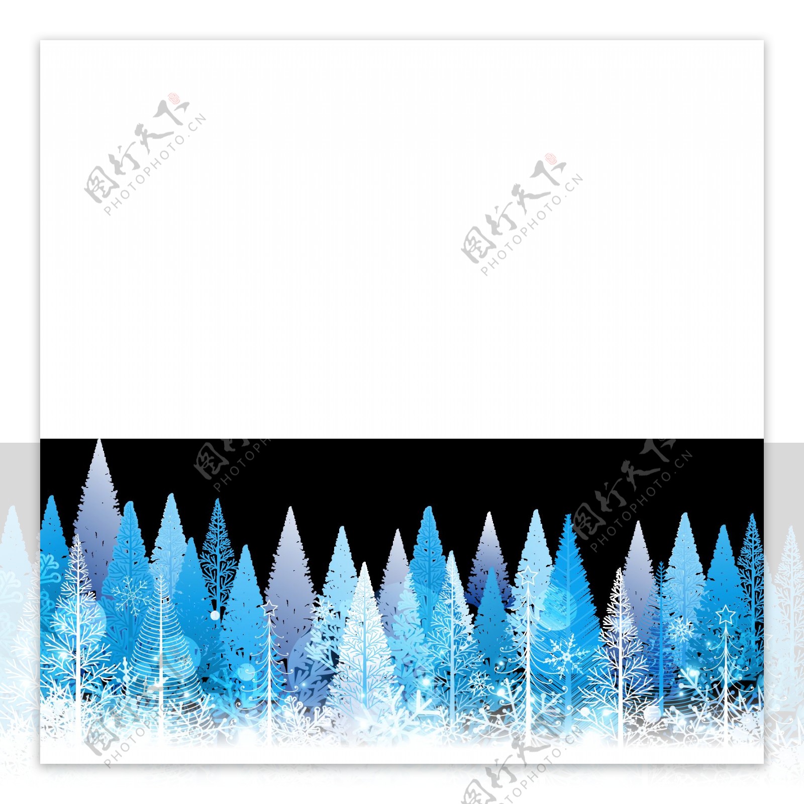 北欧蓝色树林雪景卡通图png元素
