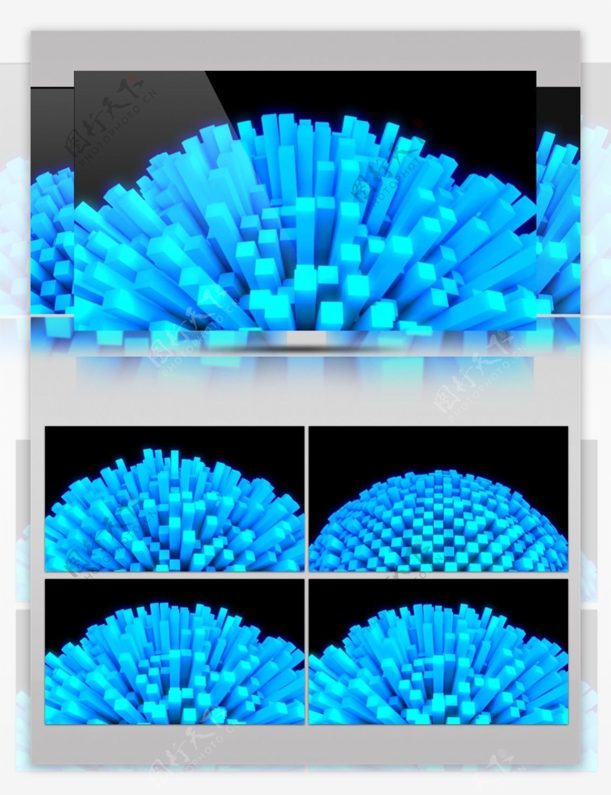 蓝色方块珊瑚高清视频素材