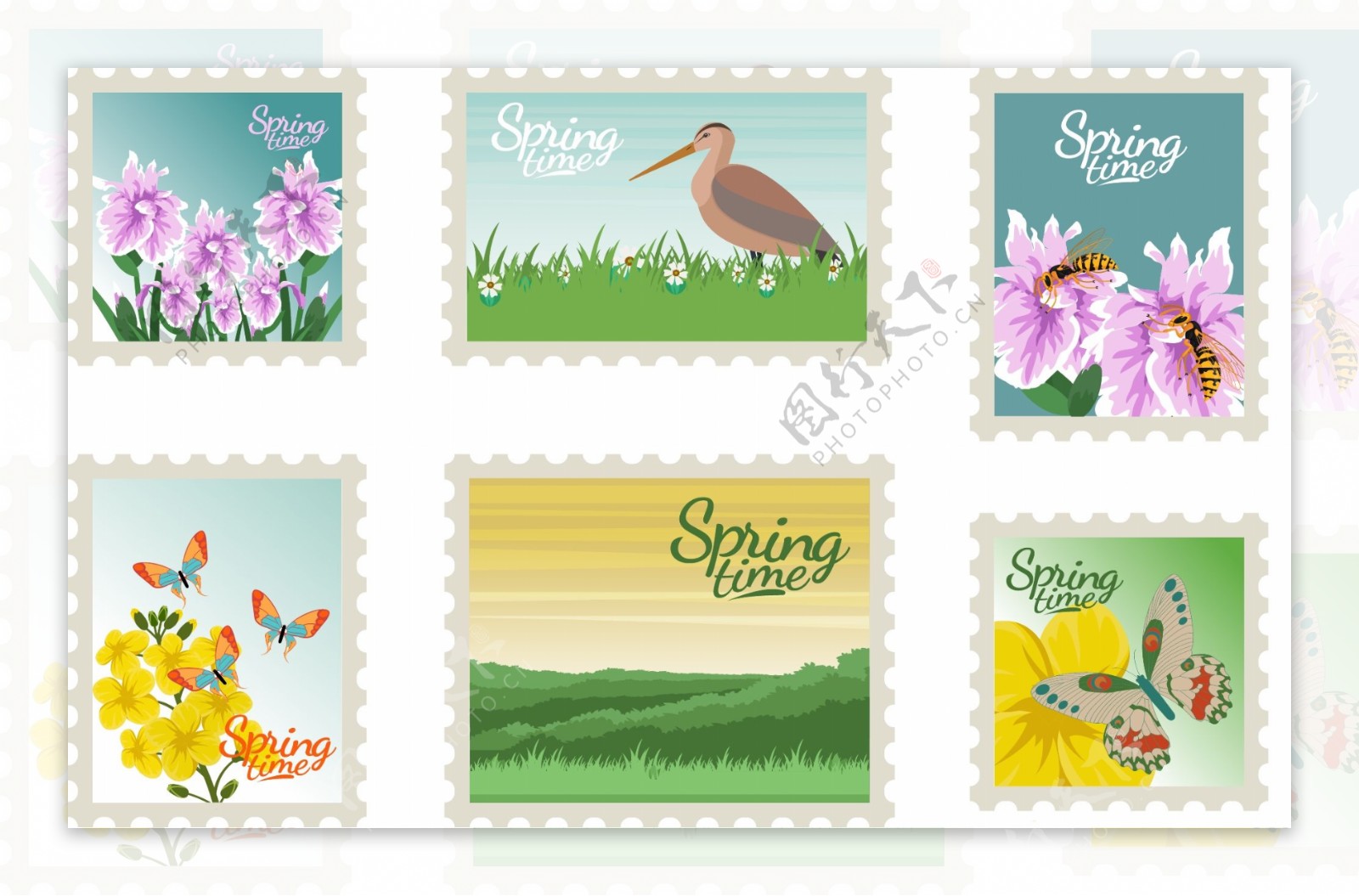 创意春天元素邮票