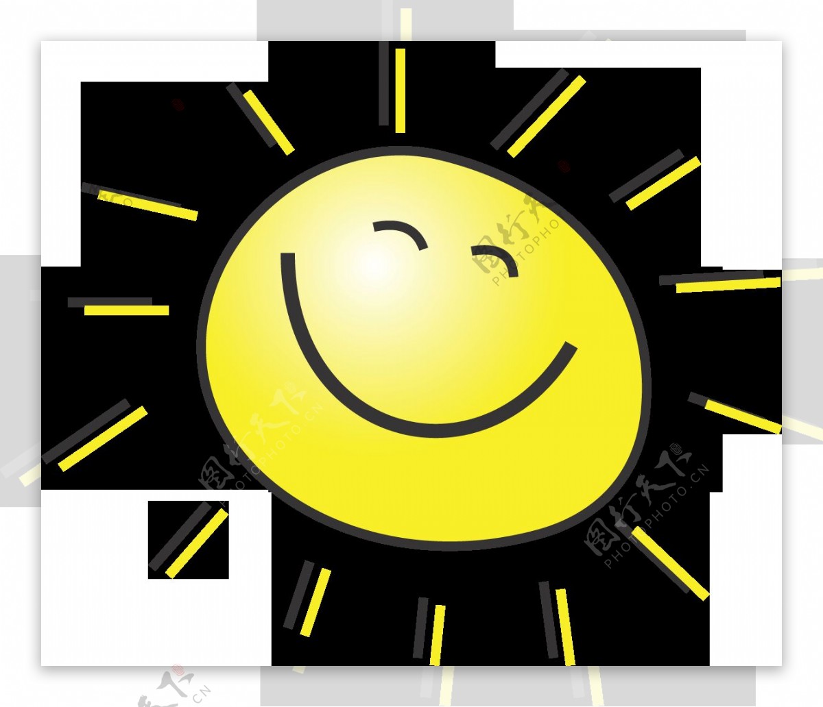 卡通微笑太阳png元素