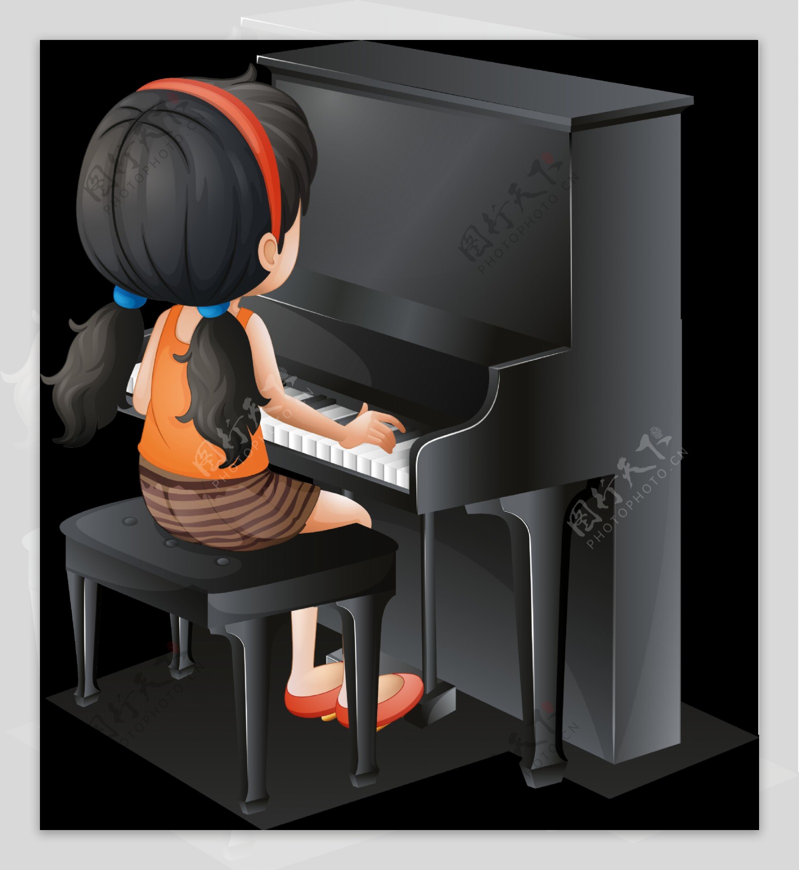 卡通钢琴儿童弹钢琴PNG透明