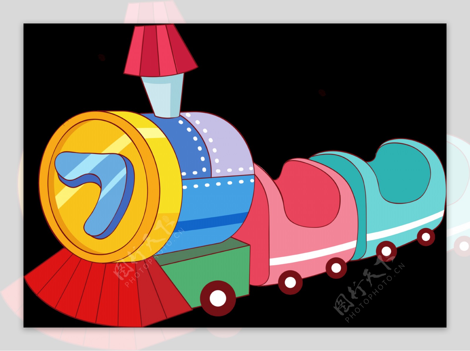 彩色卡通小火车元素设计