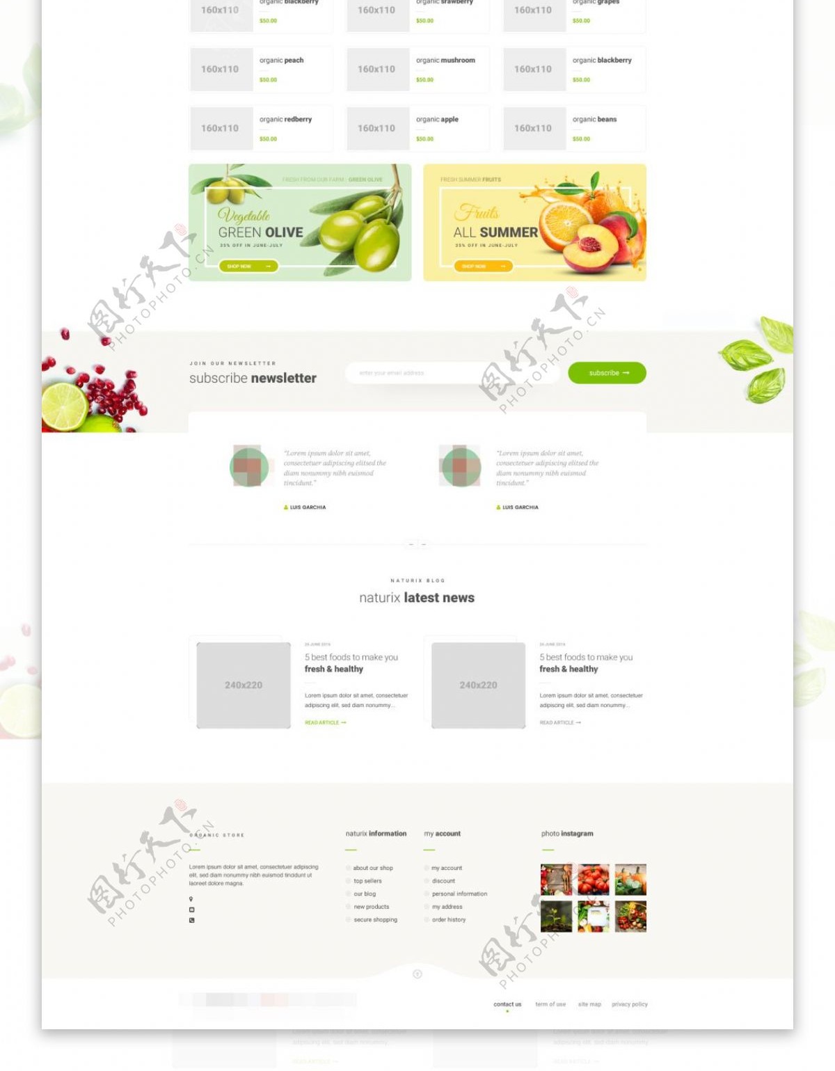 天然有机食品网站主页页面psd模板