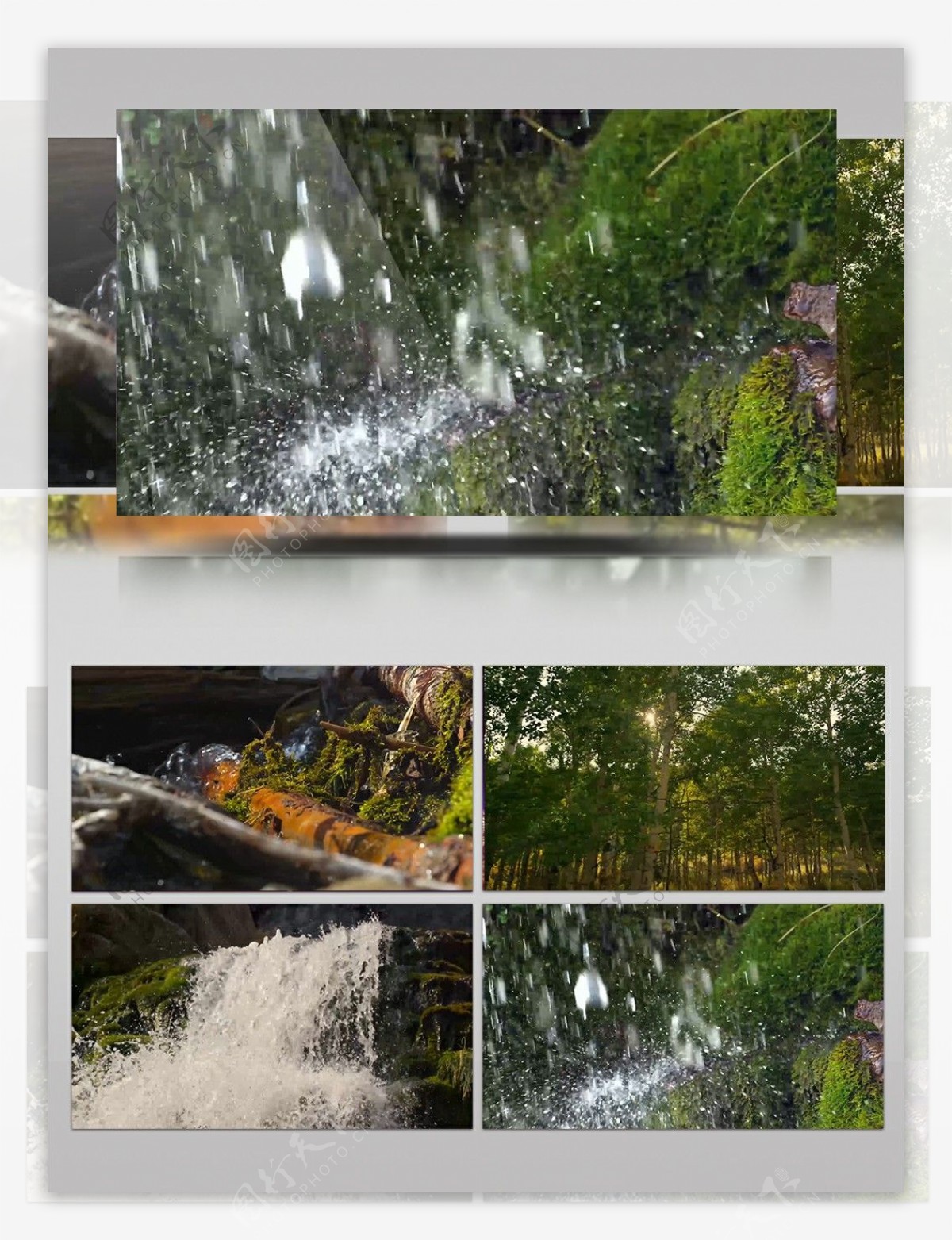 森林流水喷泉高清实拍视频素材